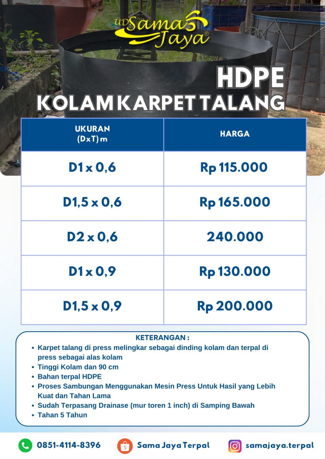 Kolam Karpet Talang HDPE
